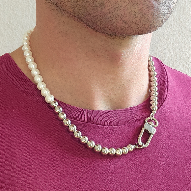 Men Pearl Beaded Necklace