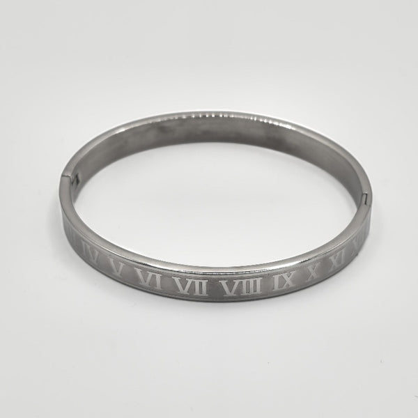 Roman Numeral Thin Bangle Bracelet