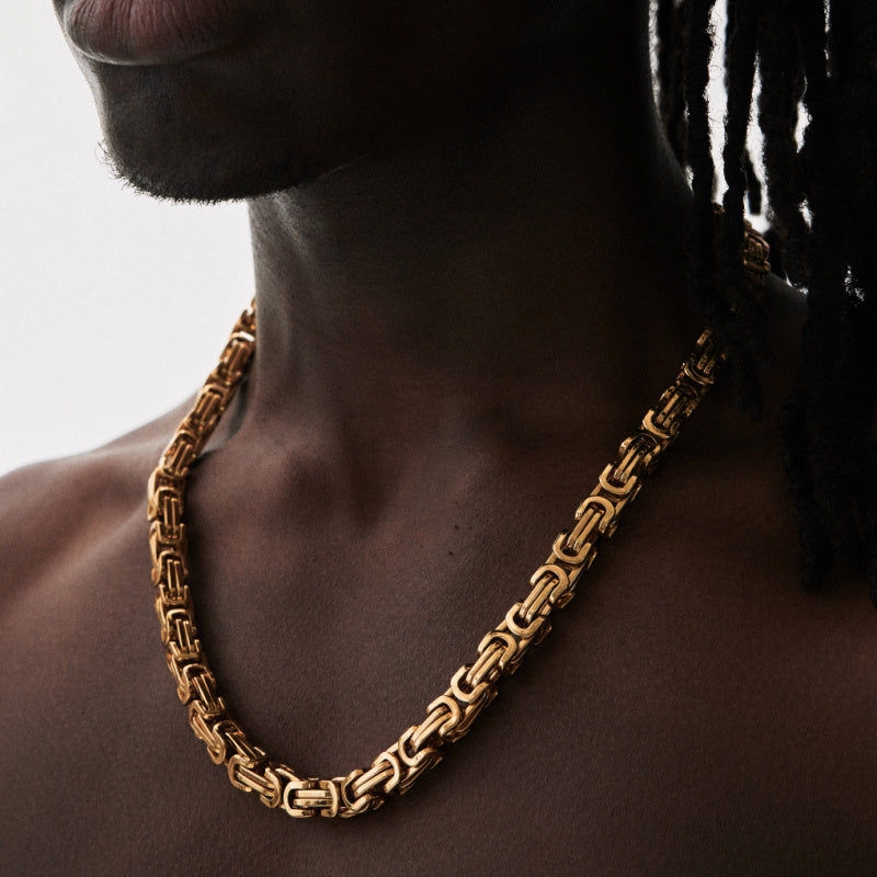 Byzantine Chain Necklace (8mm) - 18K Gold