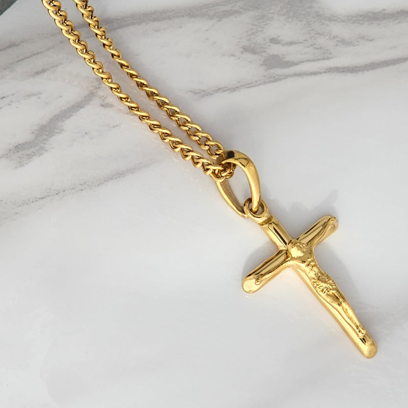 14k Gold Chain Cross Pendant