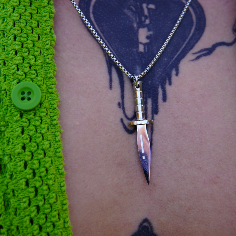 Dagger Pendant Chain - Silver Plated