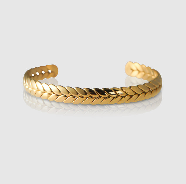 Gold Feathered Bangle Bracelet