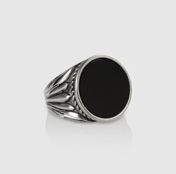 Silver Ring With Black Stone