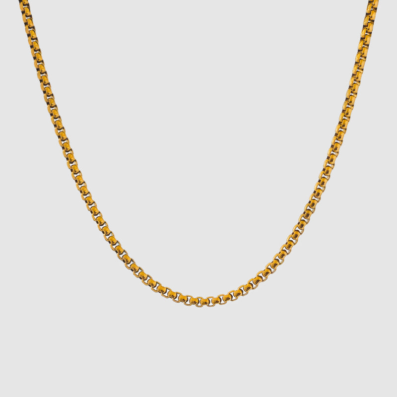 Round Box Chain Necklace (4mm) - 18K Gold