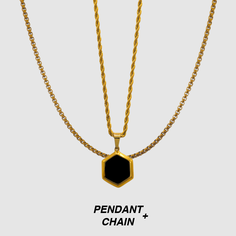 Black Onyx Necklace - (18 Carats Gold)